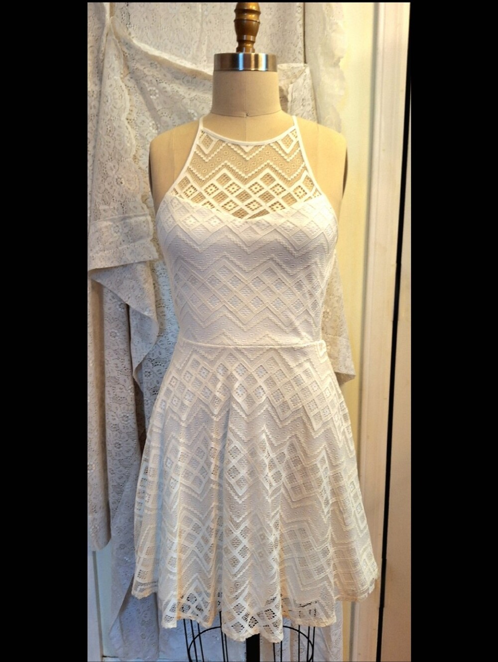Candie's Ivory Lace Fit And Flare Dress
